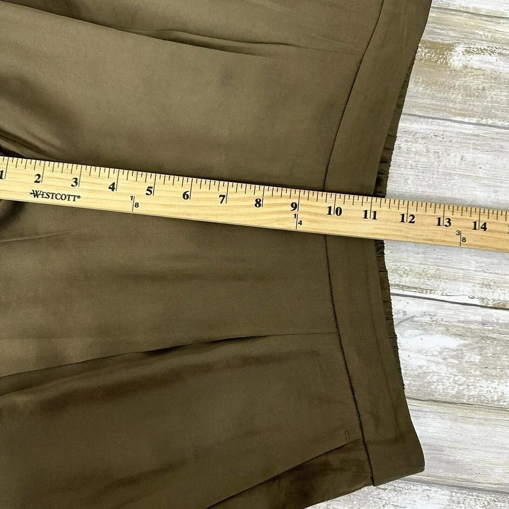 LAFAYETTE 148 Women's Satin Pants Size Medium Soho Track Pant Green Rayon‎ Blend